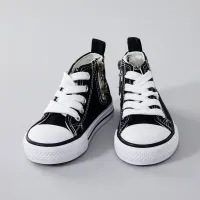 Zapatos de lona Gaobang de estilo simple clásico de color sólido para niños pequeños  Negro