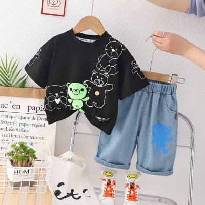 Boys Summer Suit 2023 New Cartoon Cute Short Sleeve Suit Small and Medium-sized Baby Summer Korean Style Two-piece Set