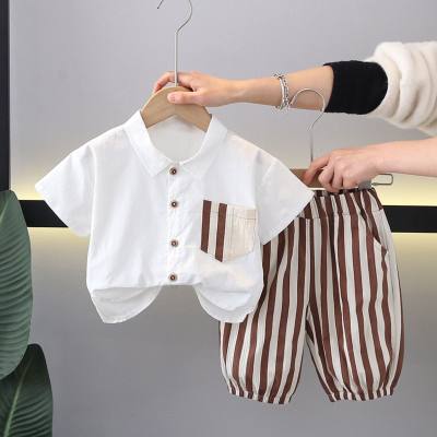 Children's clothing children's short-sleeved suit summer clothing new boys summer shirt two-piece suit