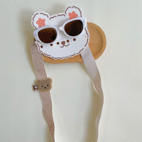 2PCS Cat Eye Sunglasses Fabric Glasses Chain Set Travel Sunshade Sunglasses  Apricot