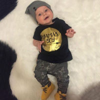 Children's clothing, boys and girls baby clothes, summer outdoor clothes, newborn baby short-sleeved T-shirt tops  Black