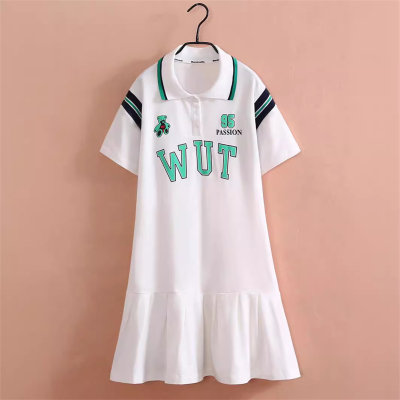 Girls summer splicing long skirt middle and large children fashionable and stylish lapel Polo skirt T-shirt skirt trend
