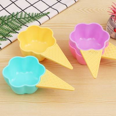 High-looking ins-style ice cream bowl, cute internet celebrity handle, yogurt shaved ice dessert bowl, plastic children's tableware wholesale