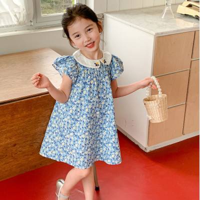 Girls skirt embroidered doll collar flying sleeve dress princess skirt 2024 summer new style foreign trade children's clothing drop shipping