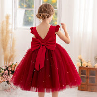 Girls princess dress tutu flower girl dress children piano performance costume little girl dress  Red