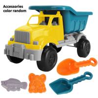 Children's engineering vehicle beach toy set children's summer water beach bucket digging sand shovel toy cart  Multicolor
