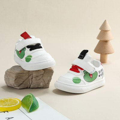 حذاء رياضي بشريط فيلكرو بطبعة حروف وضفدع للأطفال الصغار