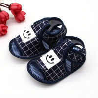 Baby Smiley Plaid Soft-soled Sandals  Navy Blue