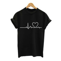Women's Heart Pattern T-Shirt Top  Black