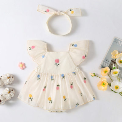 Baby girl's summer clothes, short-sleeved, thin triangle bag, baby jumpsuit, hundred-day full moon crawling suit