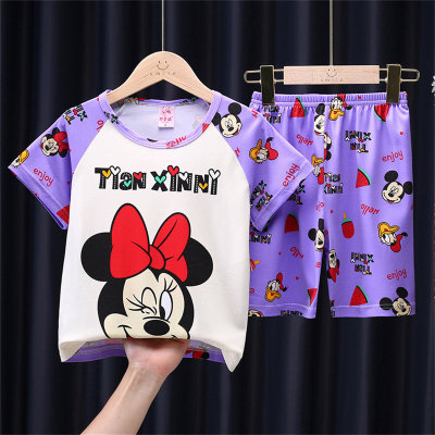 24 new children's pajamas for boys and girls, medium and large children's summer thin style spring and summer cartoon children's home clothes short sleeves