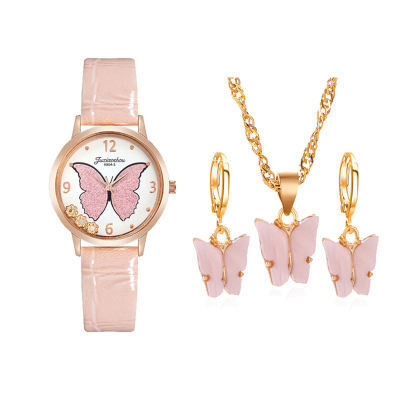 Girls' Butterfly Style Watch Set