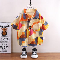 Children's shirt summer short-sleeved boys' tops baby outer coat children's clothing casual fashion  Yellow