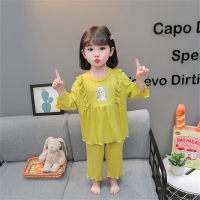 بيجامات بناتي ملابس منزلية صيفية للأطفال ملابس أطفال مكيفة ملابس أطفال صغيرة ومتوسطة بيجامات رائعة على طراز الأميرة  أصفر