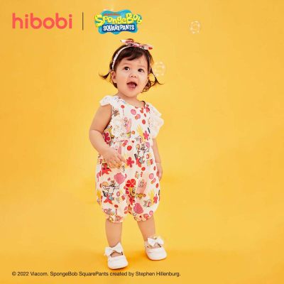 macacão e faixa de cabeça com estampa de desenhos animados hibobi×PAW Patrol bebê menina