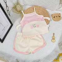 Bebê estilingue terno verão meninos e meninas roupas de casa do bebê bonito colete ar condicionado roupas de duas peças terno  Rosa