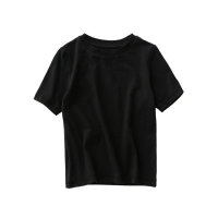 Boys short-sleeved T-shirts Girls children's solid color children's clothing white tops half-sleeved little boy clothes summer bottoming shirt  Black