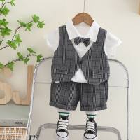 Children's clothing boys and girls summer suits 2024 new children's summer over one year old two-piece suit vest suit  Gray