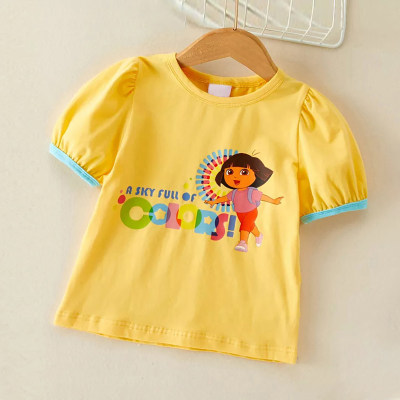 Toddler Girls Sweet Cute Printing Puff Sleeve Top T-shirt