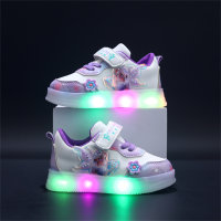 حذاء رياضي بإضاءة LED من الجلد للأميرة إلسا للأطفال  أرجواني