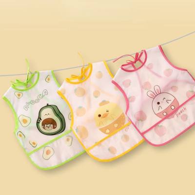Overalls for children's baby eating waterproof and anti-dirty girls' aprons sleeveless reverse wearing clothes summer boys' baby bibs rice pocket
