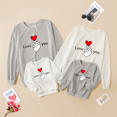 Mom Baby Clothes Heart-shaped  Printed Sweater