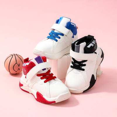 Sneakers alte da basket con velcro a blocchi di colore per bambini