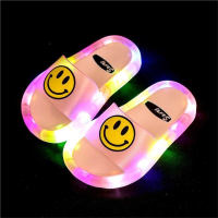 Children's smiling face luminous crystal slippers  Pink
