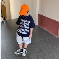 Children's clothing 2023 new summer short-sleeved T-shirt summer children's half-sleeved tops for large children, foreign style and loose children  Black