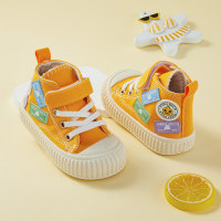 Pequeño pato amarillo zapatos para niños 2023 otoño zapatos de lona para niños de caña alta zapatos de tela con velcro de fondo suave para bebés venta al por mayor directa de fábrica  Amarillo