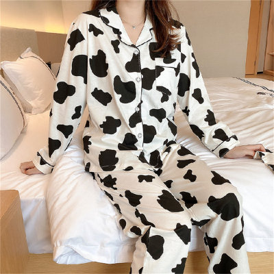 2-teiliges langärmliges gestreiftes Pyjama-Set für Damen