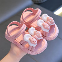 Children's 3D three-dimensional bow sandals non-slip soft sole princess shoes  Pink