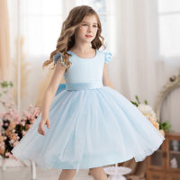 Girls princess dress tutu flower girl dress children piano performance costume little girl dress  Blue