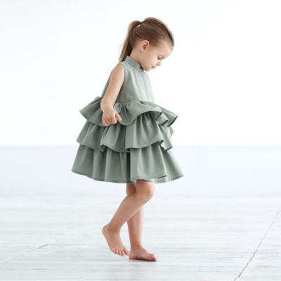 Toddler Girl Plain Cute Solid Color Ruffle Dress