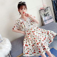 Children's clothing girls dress chiffon dress for middle and large children  Apricot