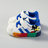 Zapatillas deportivas bajas con patrón de dibujos animados a rayas de colores para niños pequeños  Azul