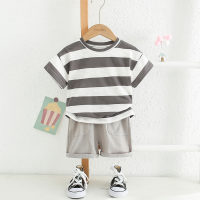 Baby Boy Short-sleeve Striped Top & Shorts  Black