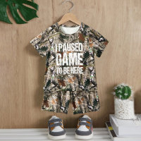Toddler Boy's Camouflage Printed Short-sleeved T-shirt and Shorts set  Brown