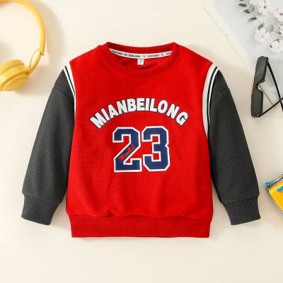 Toddler Boy 2 in 1 Color-block Number and Letter Printed Sweatshirt