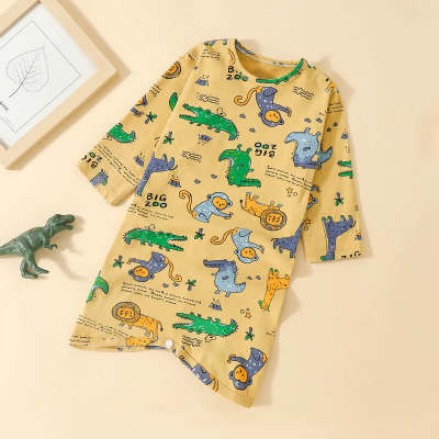 Toddler Animal Printed Long-sleeve Nightgown