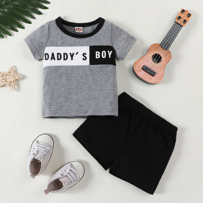 Baby Boy Color-block Letter Pattern T-shirt & Shorts