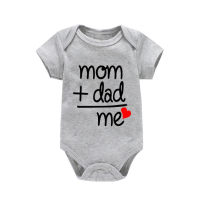 Ins Aliexpress eBay Amazon Wunsch beliebt Mama + Papa = ich Krabbelanzug Dreiecksoverall Hafu Baby  Grau