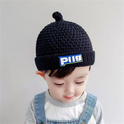 Baby Solid Color Letter Pattern Wool Cap