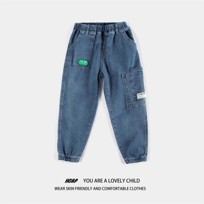 Boys' jeans spring and summer patchwork daddy pants for children