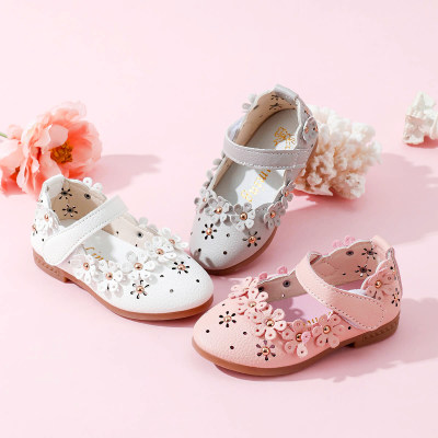 Zapatos de velcro hueco con patrón floral para niños