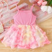 Falda con tirantes para bebé de 0 a 2 años, falda de pastel de cumpleaños, falda de princesa de malla rosa, novedad de verano 2024  Rosado