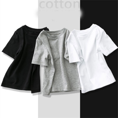 Boys short-sleeved T-shirts Girls children's solid color children's clothing white tops half-sleeved little boy clothes summer bottoming shirt