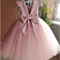 Girls princess dress tutu flower girl dress children piano performance costume little girl dress  Pink