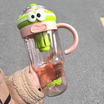 Large capacity cup for summer use, high-value student big belly cup, portable handle with straw water cup plastic cup
