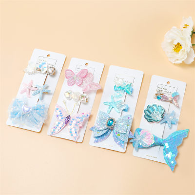 3-piece Baby Girl Butterfly and Mermaid Style Hairpin